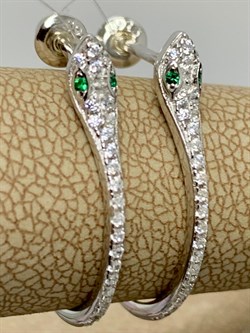 *Серьги Пусеты Фианит Змейки арт CZ-E01886-X-W-NCE-X-W-486 вес 2,41 г - фото 253866