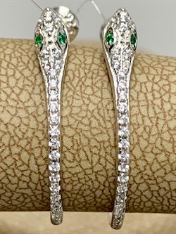 *Серьги Пусеты Фианит Змейки арт CZ-E01886-X-W-NCE-X-W-486 вес 2,41 г - фото 253867