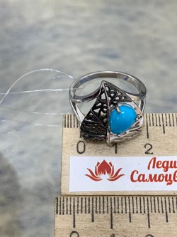 *Кольцо р.17 Бирюза арт. SM-R02902-X-WB-T-X-X-445 вес 5,39 г - фото 253877