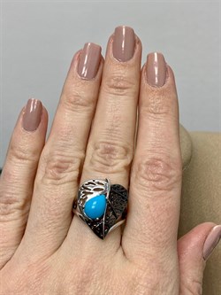 *Кольцо р.17 Бирюза арт. SM-R02902-X-WB-T-X-X-445 вес 5,39 г - фото 253881