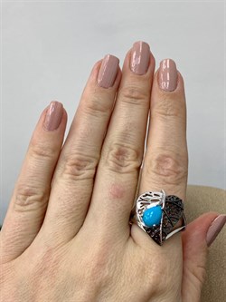 *Кольцо р.18 Бирюза арт. SM-R02902-X-WB-T-X-X-464 вес 5,8 г - фото 253884