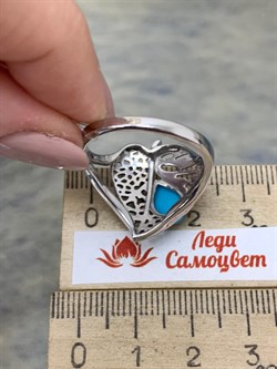 *Кольцо р.18 Бирюза арт. SM-R02902-X-WB-T-X-X-464 вес 5,8 г - фото 253890