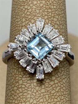 *Кольцо р.17,5 Голубой Топаз арт. SM-R02896-X-W-SBT-X-W-437 вес 2,98 г - фото 253940