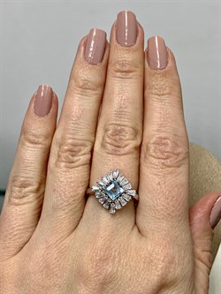 *Кольцо р.18 Голубой Топаз арт. SM-R02896-X-W-SBT-X-W-419 вес 3,01 г - фото 253954