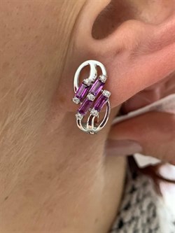 *Серьги Родолит арт. SM-E00744-X-W-lil-X-W-649 вес 4,8 г - фото 254217