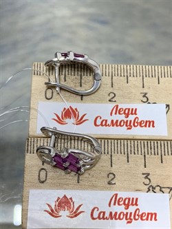 *Серьги Родолит арт. SM-E00744-X-W-lil-X-W-649 вес 4,8 г - фото 254220