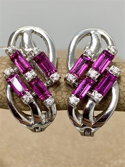 *Серьги Родолит арт. SM-E00744-X-W-lil-X-W-649 вес 4,8 г - фото 254221