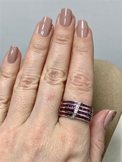 *Кольцо р.18 Родолит арт. SM-R02918-X-W-lil-X-W-889 вес 6,1 г - фото 254300