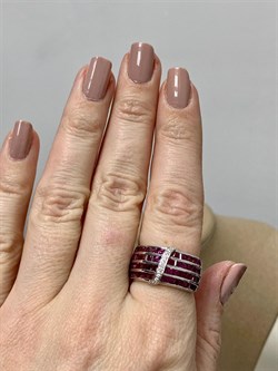 *Кольцо р.19 Родолит арт. SM-R02918-X-W-lil-X-W-908 вес 6,17 г - фото 254322