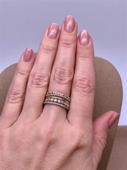 *Набор колец р.18 Белый Фианит цв Белое и Лимонное арт. 13-0008-00-401-1121-48-418 Вес 5,97 г - фото 254431