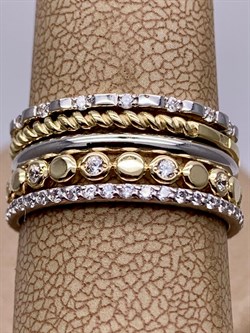 *Набор колец р.18 Белый Фианит цв Белое и Лимонное арт. 13-0008-00-401-1121-48-418 Вес 5,97 г - фото 254432