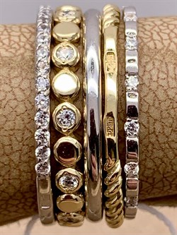 *Набор колец р.18 Белый Фианит цв Белое и Лимонное арт. 13-0008-00-401-1121-48-418 Вес 5,97 г - фото 254433