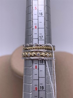 *Набор колец р.18 Белый Фианит цв Белое и Лимонное арт. 13-0008-00-401-1121-48-418 Вес 5,97 г - фото 254435