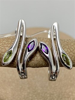 *Серьги Хризолит Аметист арт. SM-E00729-X-W-SO-X-Pur-929 вес 3,62 г - фото 254495 *Серьги Хризолит Аметист арт. SM-E00729-X-W-SO-X-Pur-929 вес 3,62 г - фото 254495