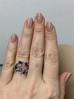 *Кольцо р.16,5 Аметист арт. SM-R02901-X-W-Pur-X-W-653 вес 4,13 г - фото 254526