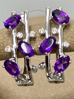 *Серьги Аметист арт. SM-E00741-X-W-Pur-X-W-345 вес 4,57 г - фото 254740 *Серьги Аметист арт. SM-E00741-X-W-Pur-X-W-345 вес 4,57 г - фото 254740