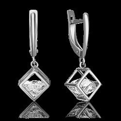 *Серьги Белый Фианит цв Белое арт. 02-4343-00-501-1120-38-129 (вес 3,66 г) - фото 25487