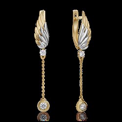 *Серьги Белый Фианит цв  Лимонное, Белое арт. 02-4333-00-501-1121-38-814 (вес 3,98 г) - фото 25500