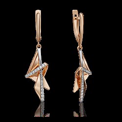 *Серьги Белый Фианит цв Красное арт. 02-4332-00-401-1110-48-158 (вес 3,56 г) - фото 25502