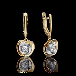 *Серьги Белый Фианит цв  Лимонное, Белое арт. 02-4327-00-501-1121-38-476 (вес 3,53 г) - фото 25510