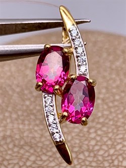 *Подвеска Поцелуйчик Розовый Топаз арт. 03-3259/00ТР-80-737 вес 1,11 г - фото 256263 *Подвеска Поцелуйчик Розовый Топаз арт. 03-3259/00ТР-80-737 вес 1,11 г - фото 256263