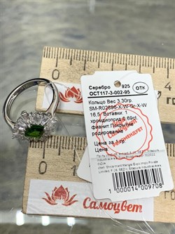 *Кольцо р.16,5 Хромдиопсид арт. SM-R02896-X-W-Gr-X-W-602 вес 3,3 г - фото 256474 *Кольцо р.16,5 Хромдиопсид арт. SM-R02896-X-W-Gr-X-W-602 вес 3,3 г - фото 256474