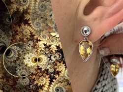 *Серьги Пусеты Цитрин арт. SM-E00737-X-W-YS-X-X-395 вес 3,84 г - фото 256598