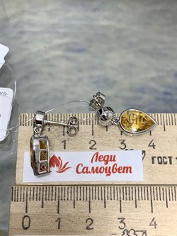 *Серьги Пусеты Цитрин арт. SM-E00737-X-W-YS-X-X-395 вес 3,84 г - фото 256600