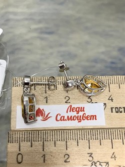 *Серьги Пусеты Цитрин арт. SM-E00737-X-W-YS-X-X-395 вес 3,84 г - фото 256601