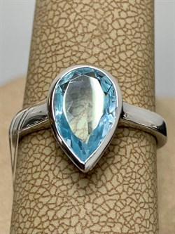 *Кольцо р.16,5 Голубой Топаз арт. SM-R02897-X-W-SBT-X-X-468 вес 2,97 г - фото 256678