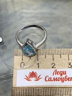*Кольцо р.16,5 Голубой Топаз арт. SM-R02897-X-W-SBT-X-X-468 вес 2,97 г - фото 256682