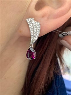 *Серьги Родолит арт. SM-E00747-X-W-lil-X-W-435 вес 5,26 г - фото 256761