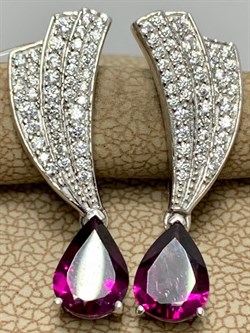 *Серьги Родолит арт. SM-E00747-X-W-lil-X-W-435 вес 5,26 г - фото 256763