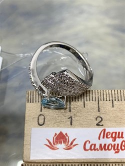*Кольцо р.19,5 Голубой Топаз арт. SM-R02915-X-W-SBT-X-W-657 вес 4,01 г - фото 256788