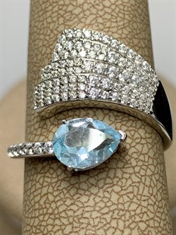 *Кольцо р.18 Голубой Топаз арт. SM-R02915-X-W-SBT-X-W-638 вес 4,68 г - фото 256792