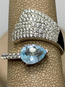*Кольцо р.18 Голубой Топаз арт. SM-R02915-X-W-SBT-X-W-638 вес 4,68 г - фото 256793