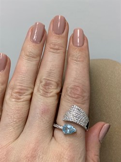 *Кольцо р.18 Голубой Топаз арт. SM-R02915-X-W-SBT-X-W-638 вес 4,68 г - фото 256798