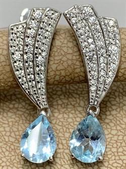 *Серьги Голубой Топаз арт. SM-E00747-X-W-SBT-X-W-347 вес 5,19 г - фото 256802