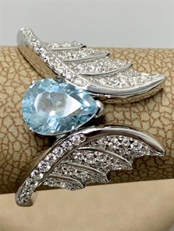 *Кольцо р.17,5 Голубой Топаз арт. SM-R02916-X-W-SBT-X-W-331 вес 4,14 г - фото 256995 *Кольцо р.17,5 Голубой Топаз арт. SM-R02916-X-W-SBT-X-W-331 вес 4,14 г - фото 256995