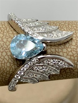 *Кольцо р.17,5 Голубой Топаз арт. SM-R02916-X-W-SBT-X-W-331 вес 4,14 г - фото 256996 *Кольцо р.17,5 Голубой Топаз арт. SM-R02916-X-W-SBT-X-W-331 вес 4,14 г - фото 256996