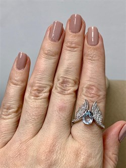 *Кольцо р.18 Голубой Топаз арт. SM-R02916-X-W-SBT-X-W-342 вес 3,93 г - фото 257004