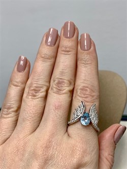 *Кольцо р.19 Голубой Топаз арт. SM-R02916-X-W-SBT-X-W-832 вес 4,27 г - фото 257020