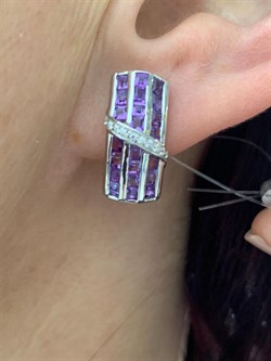 *Серьги Аметист арт. SM-E00743-X-W-Pur-X-W-543 вес 5,74 г - фото 257769