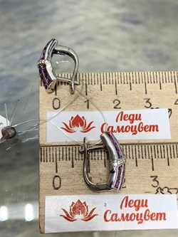 *Серьги Аметист арт. SM-E00743-X-W-Pur-X-W-543 вес 5,74 г - фото 257771