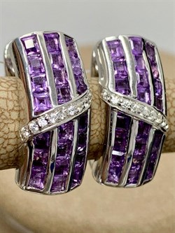 *Серьги Аметист арт. SM-E00743-X-W-Pur-X-W-543 вес 5,74 г - фото 257773