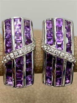 *Серьги Аметист арт. SM-E00743-X-W-Pur-X-W-543 вес 5,74 г - фото 257774
