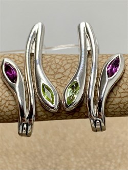 *Серьги Родолит Хризолит арт. SM-E00729-X-W-SO-X-lil-947 вес 3,51 г - фото 257940 *Серьги Родолит Хризолит арт. SM-E00729-X-W-SO-X-lil-947 вес 3,51 г - фото 257940