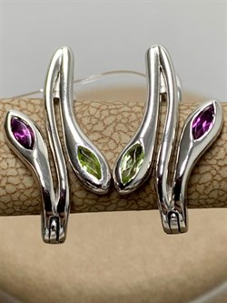 *Серьги Родолит Хризолит арт. SM-E00729-X-W-SO-X-lil-947 вес 3,51 г - фото 257944 *Серьги Родолит Хризолит арт. SM-E00729-X-W-SO-X-lil-947 вес 3,51 г - фото 257944