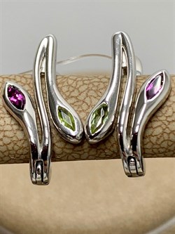 *Серьги Родолит Хризолит арт. SM-E00729-X-W-SO-X-lil-947 вес 3,51 г - фото 257945 *Серьги Родолит Хризолит арт. SM-E00729-X-W-SO-X-lil-947 вес 3,51 г - фото 257945