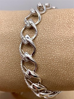 *Браслет р.19 Белый Фианит цв Белое арт. 05-0415-00-401-1120-24-237 вес 15,82 г - фото 258078